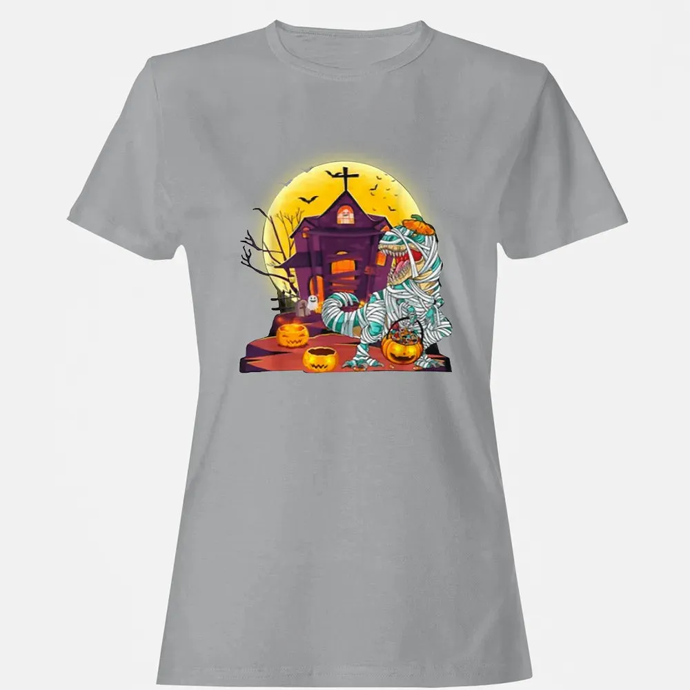 Dinosaur Mummy Halloween Women's T-shirt - 15