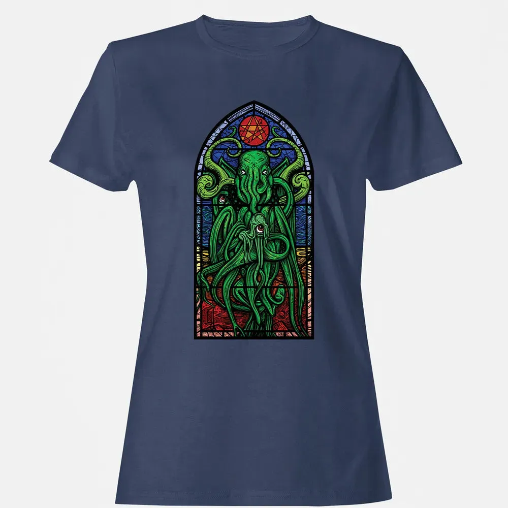 Stained Glass Cthulhu Women's T-shirt - 10