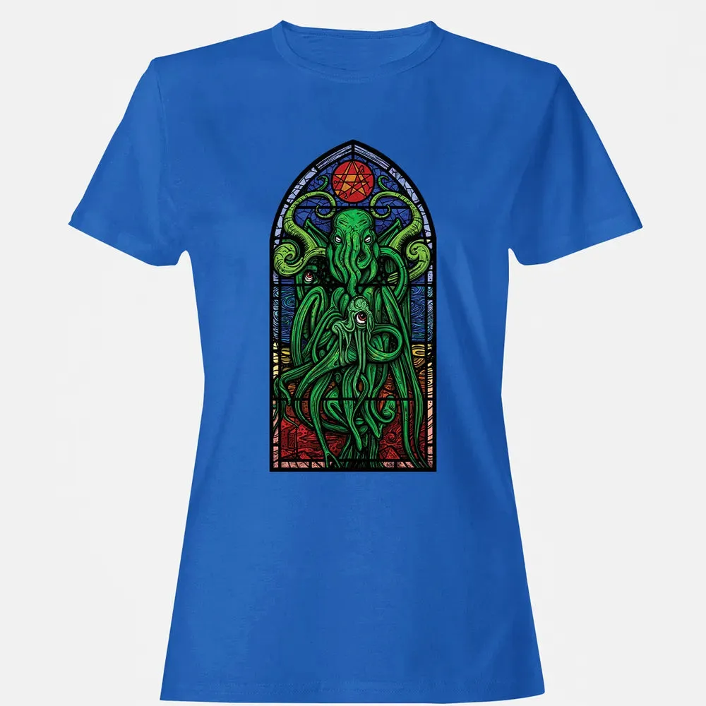 Stained Glass Cthulhu Women's T-shirt - 14