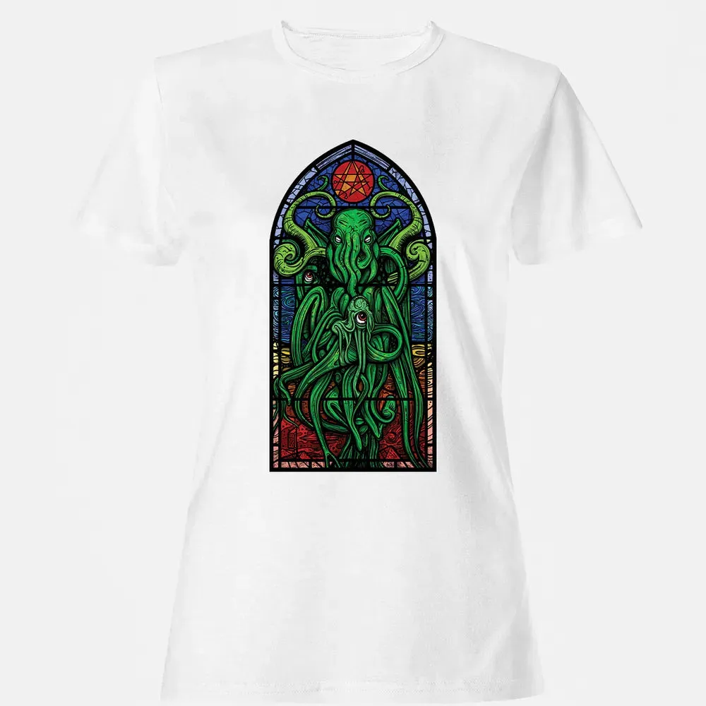 Stained Glass Cthulhu Women's T-shirt - 16