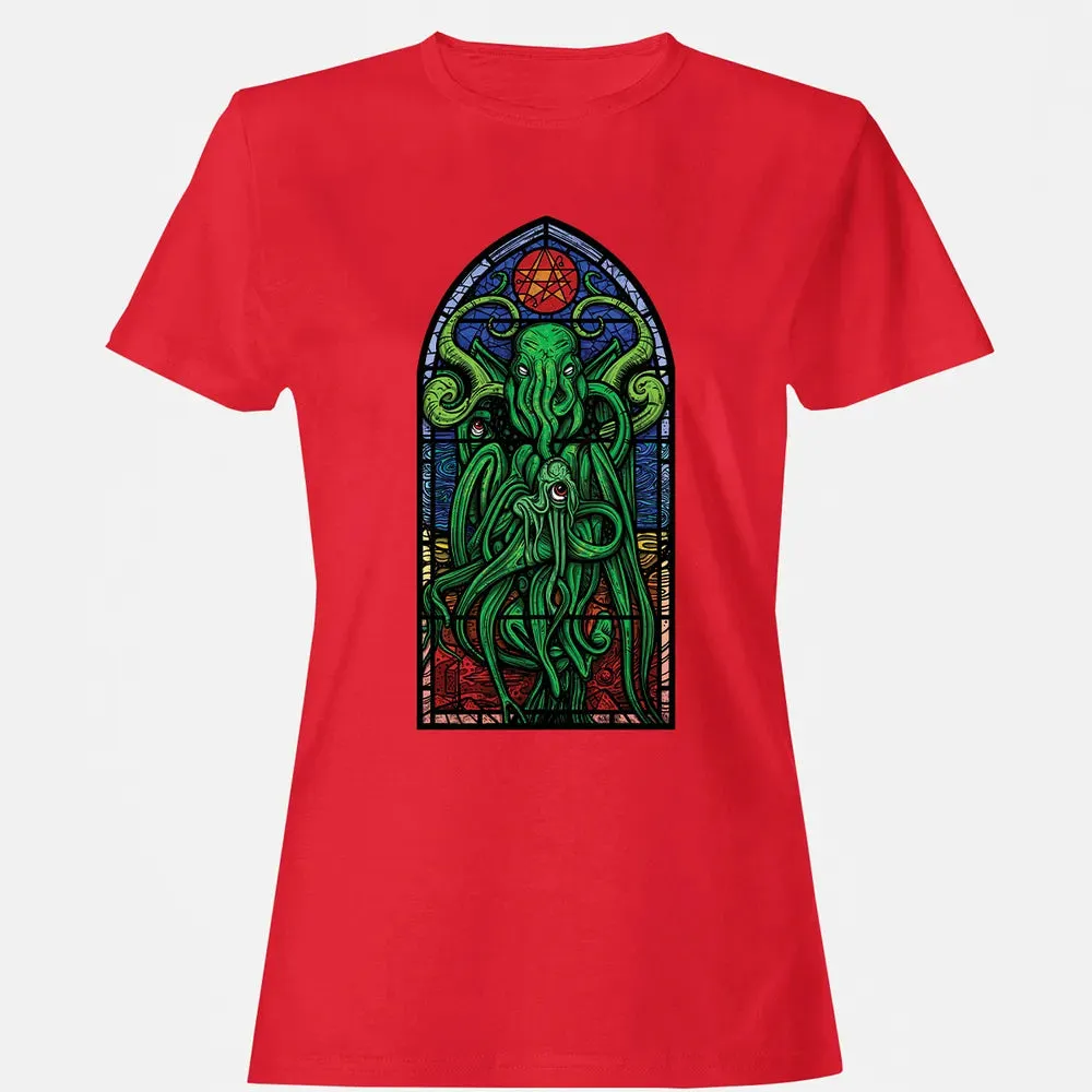 Stained Glass Cthulhu Women's T-shirt - 13