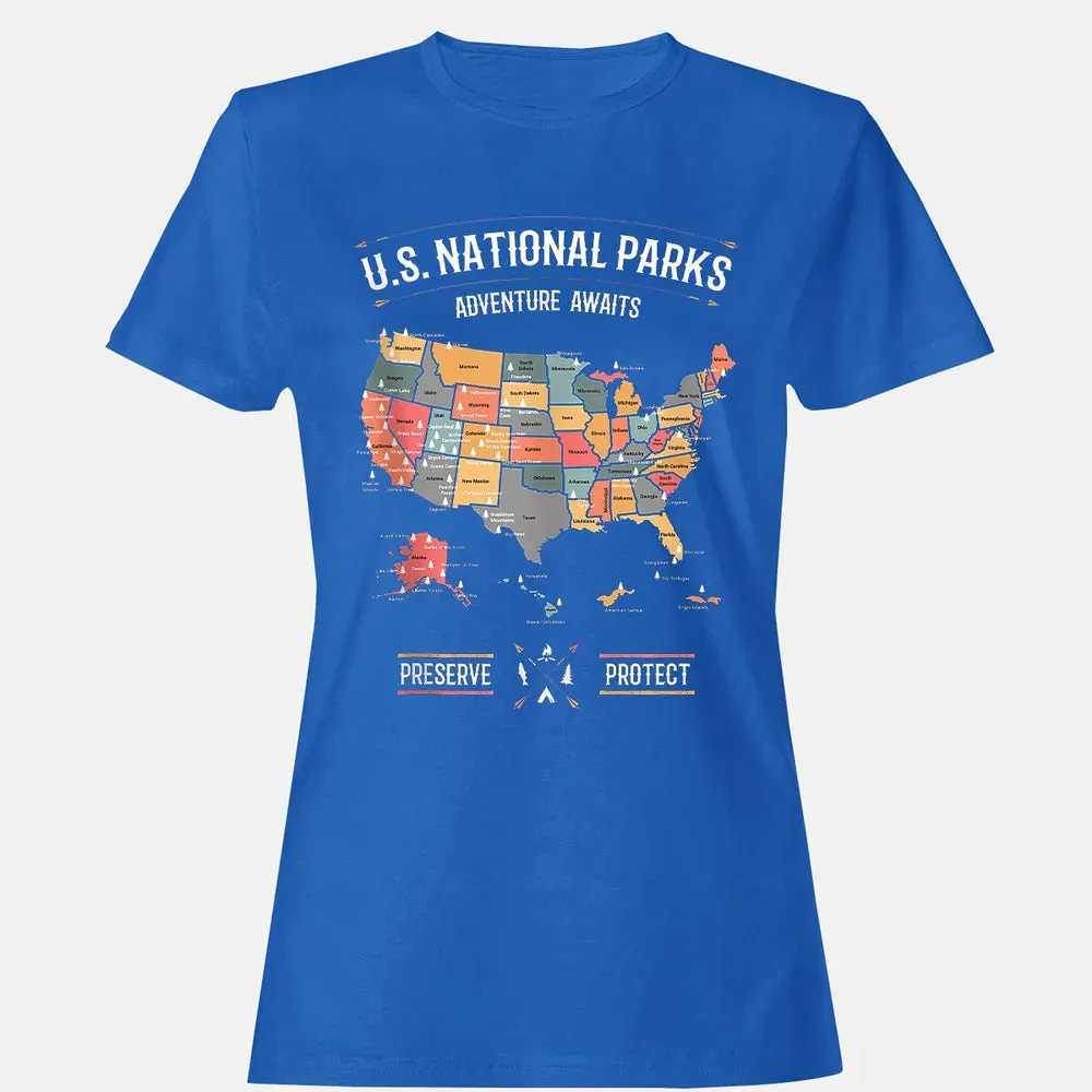 US National Parks Map Preserve Protect - Hiking Camping Women's T-shirt - 14