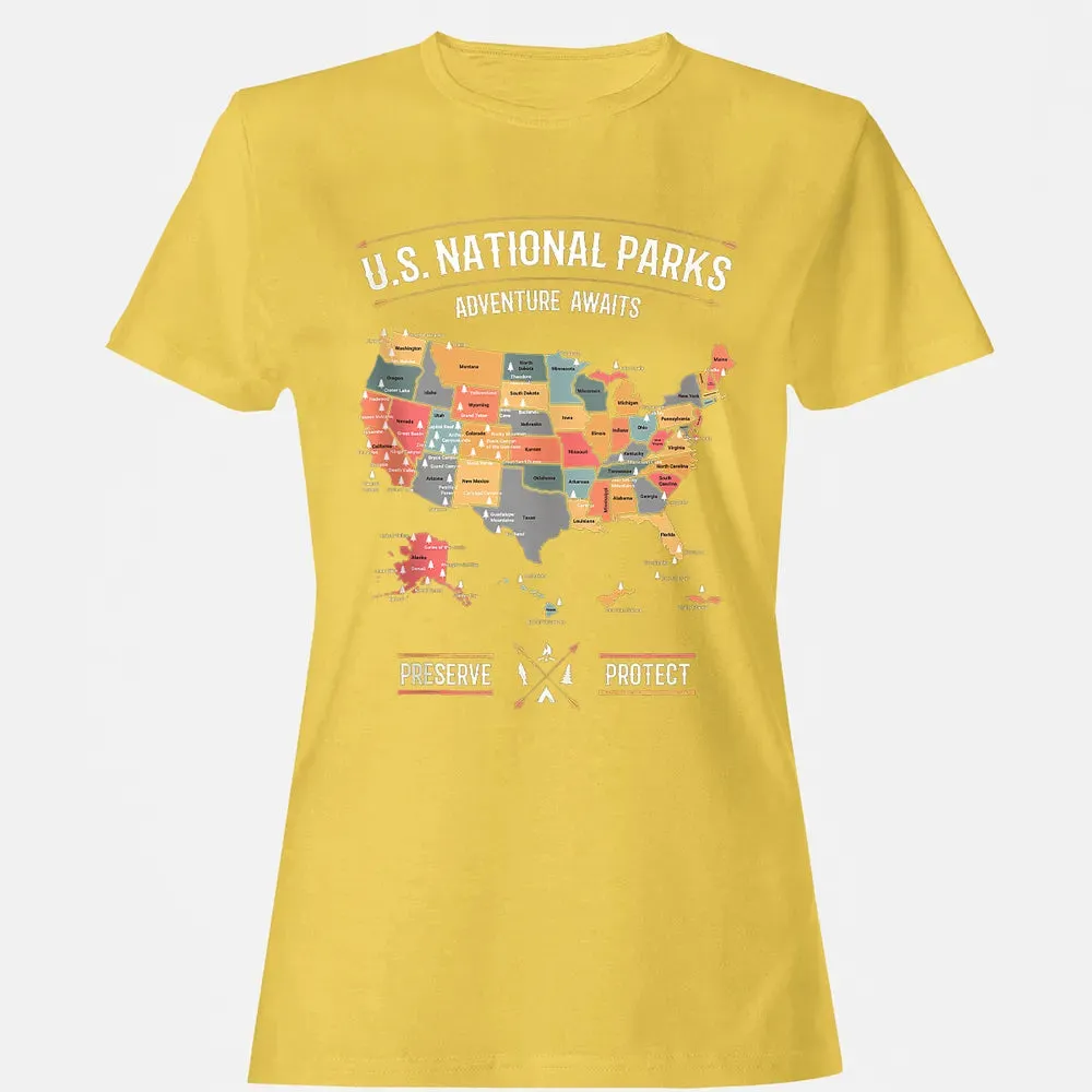 US National Parks Map Preserve Protect - Hiking Camping Women's T-shirt - 4