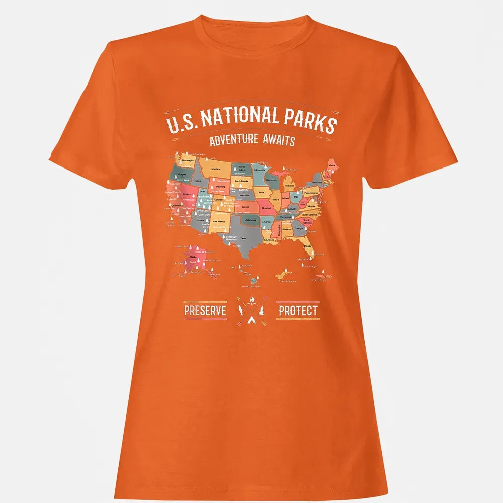 US National Parks Map Preserve Protect - Hiking Camping Women's T-shirt - 11