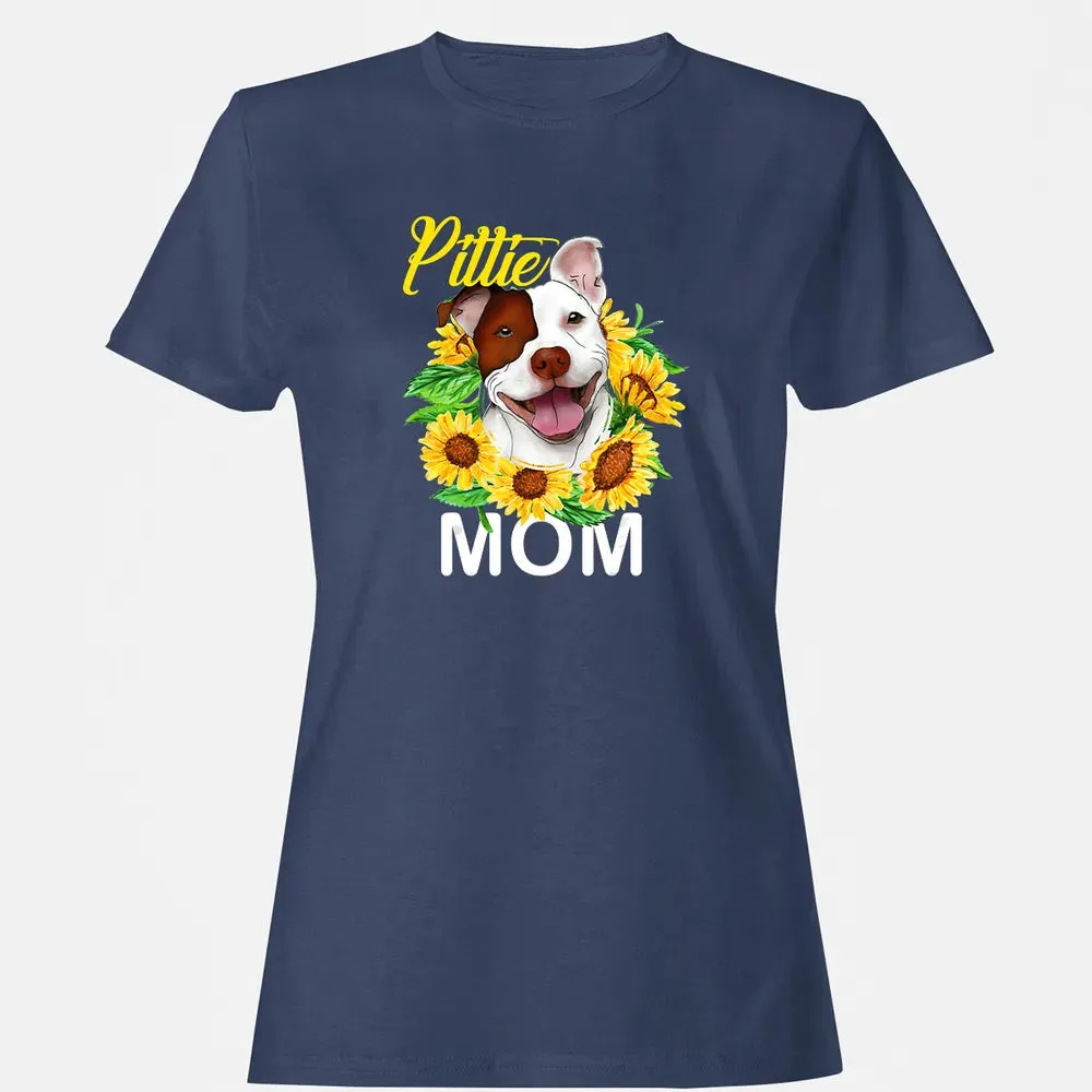 Womens Pitbull Pittie Mom Sunflower  Mothers Day Gift Women's T-shirt - 10