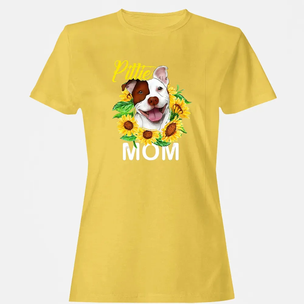 Womens Pitbull Pittie Mom Sunflower  Mothers Day Gift Women's T-shirt - 4