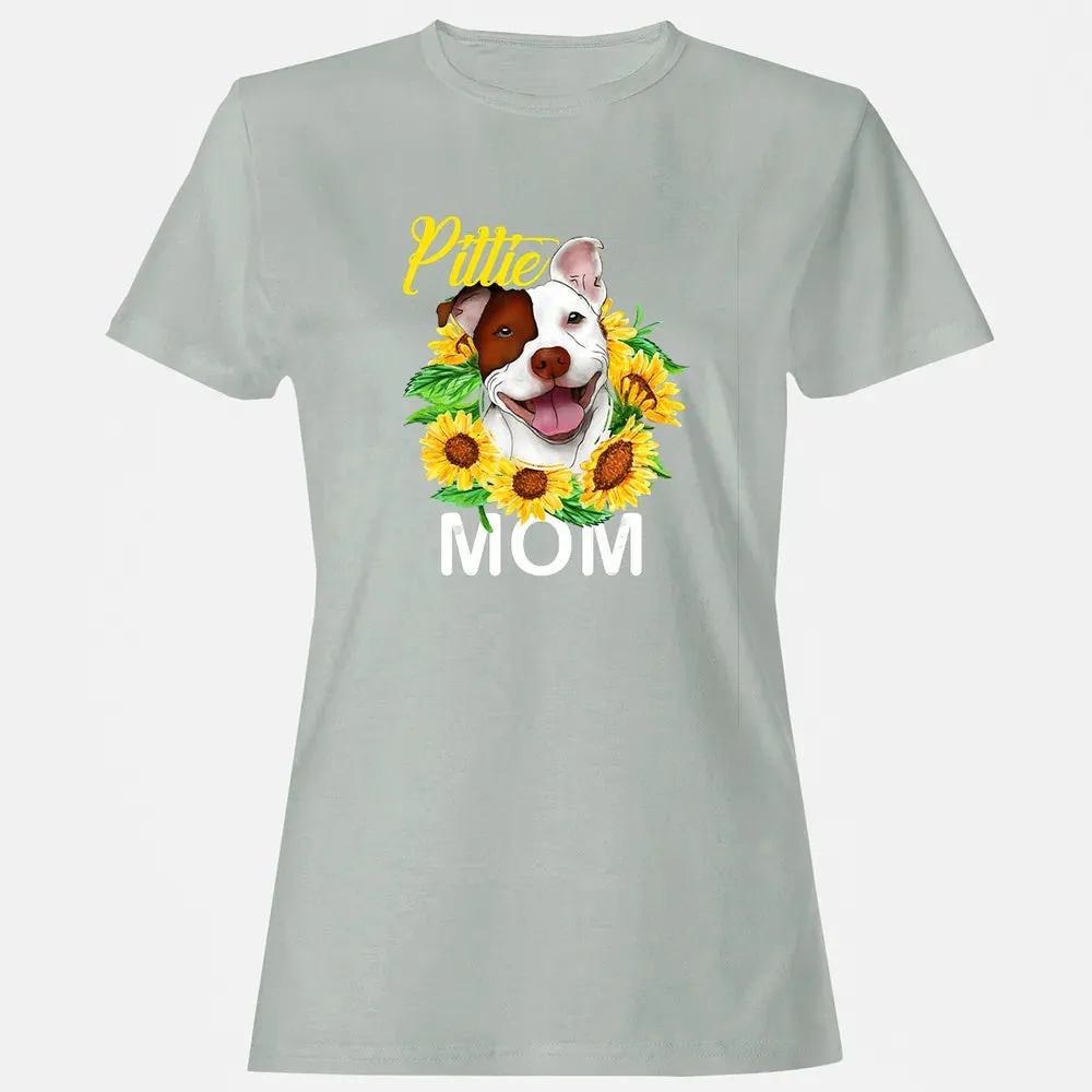 Womens Pitbull Pittie Mom Sunflower  Mothers Day Gift Women's T-shirt - 2