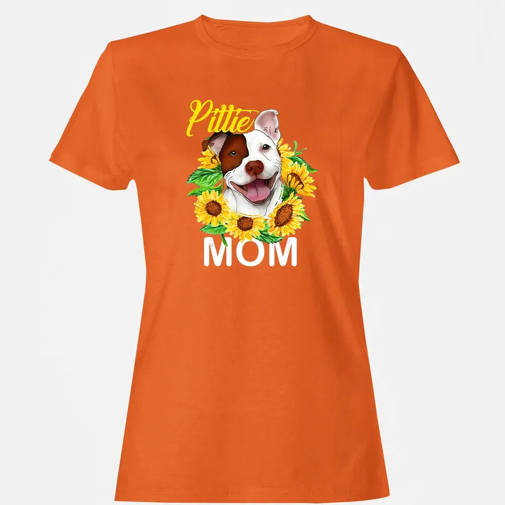 Womens Pitbull Pittie Mom Sunflower  Mothers Day Gift Women's T-shirt - 11