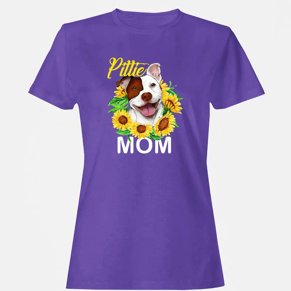 Womens Pitbull Pittie Mom Sunflower  Mothers Day Gift Women's T-shirt - 12