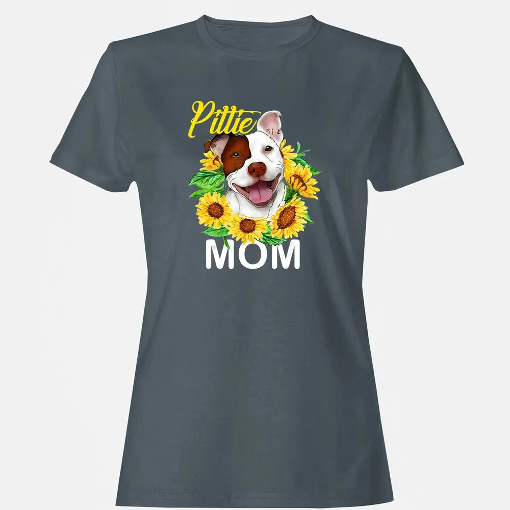 Womens Pitbull Pittie Mom Sunflower  Mothers Day Gift Women's T-shirt - 3