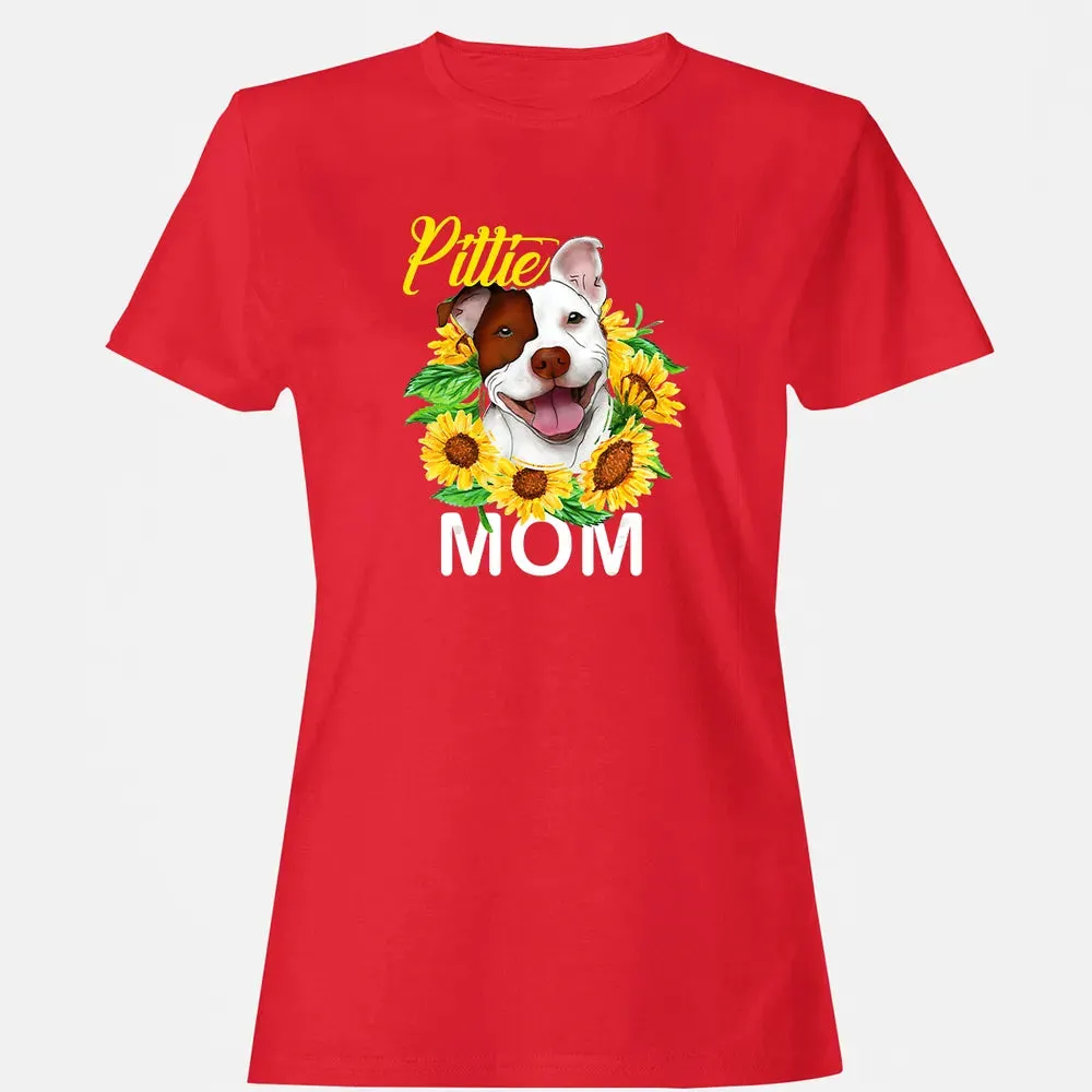 Womens Pitbull Pittie Mom Sunflower  Mothers Day Gift Women's T-shirt - 13