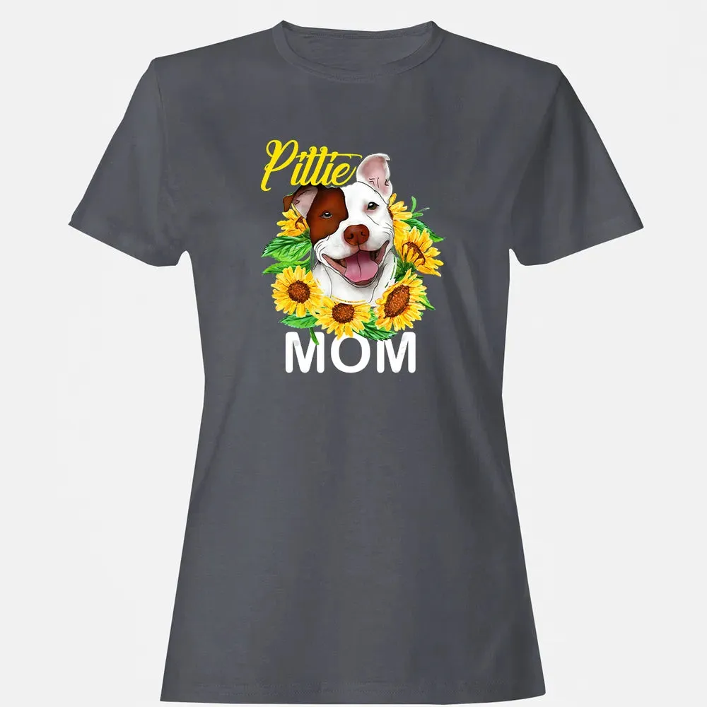Womens Pitbull Pittie Mom Sunflower  Mothers Day Gift Women's T-shirt - 5