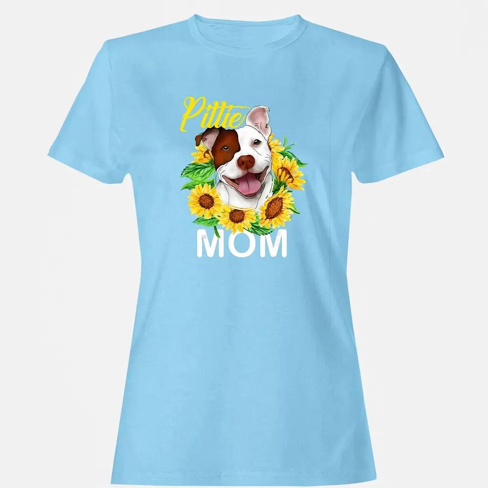 Womens Pitbull Pittie Mom Sunflower  Mothers Day Gift Women's T-shirt - 8