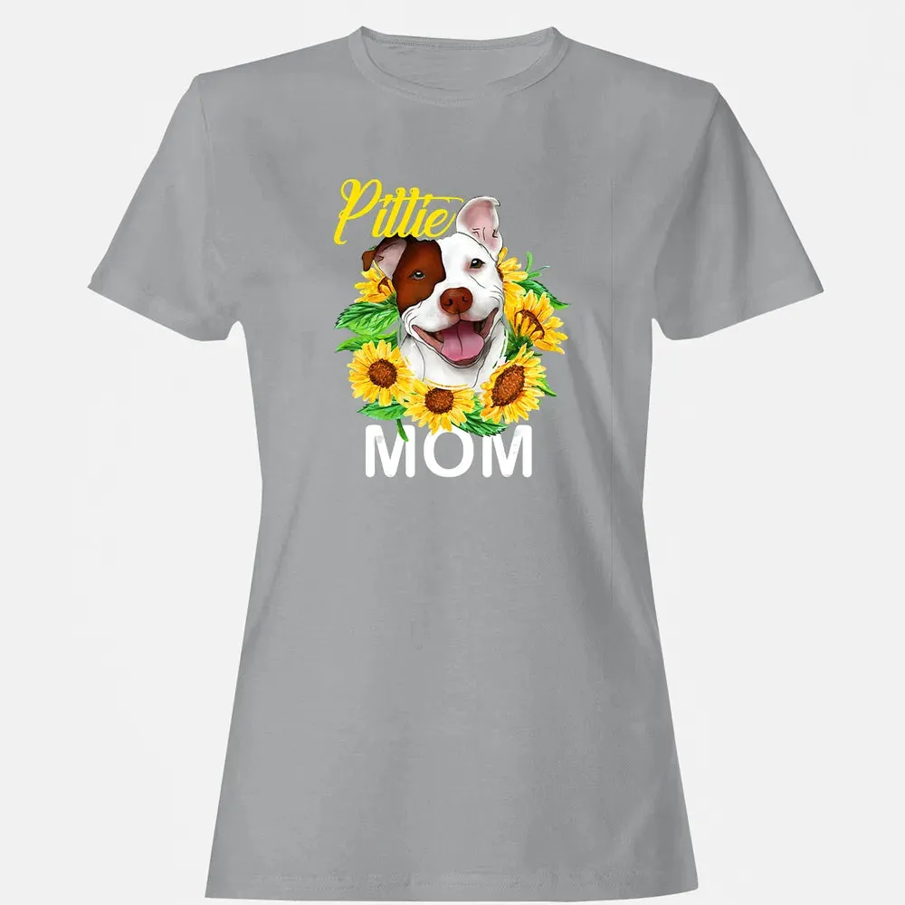 Womens Pitbull Pittie Mom Sunflower  Mothers Day Gift Women's T-shirt - 15