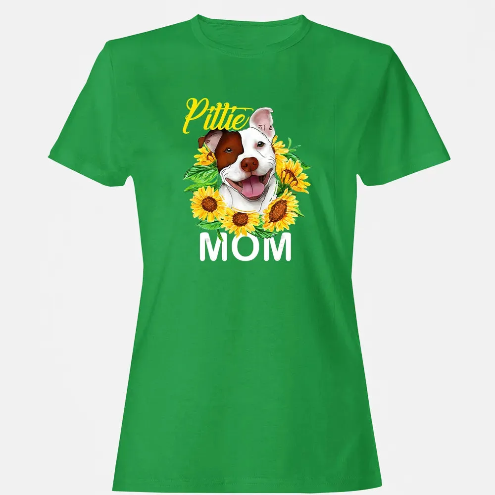 Womens Pitbull Pittie Mom Sunflower  Mothers Day Gift Women's T-shirt - 7