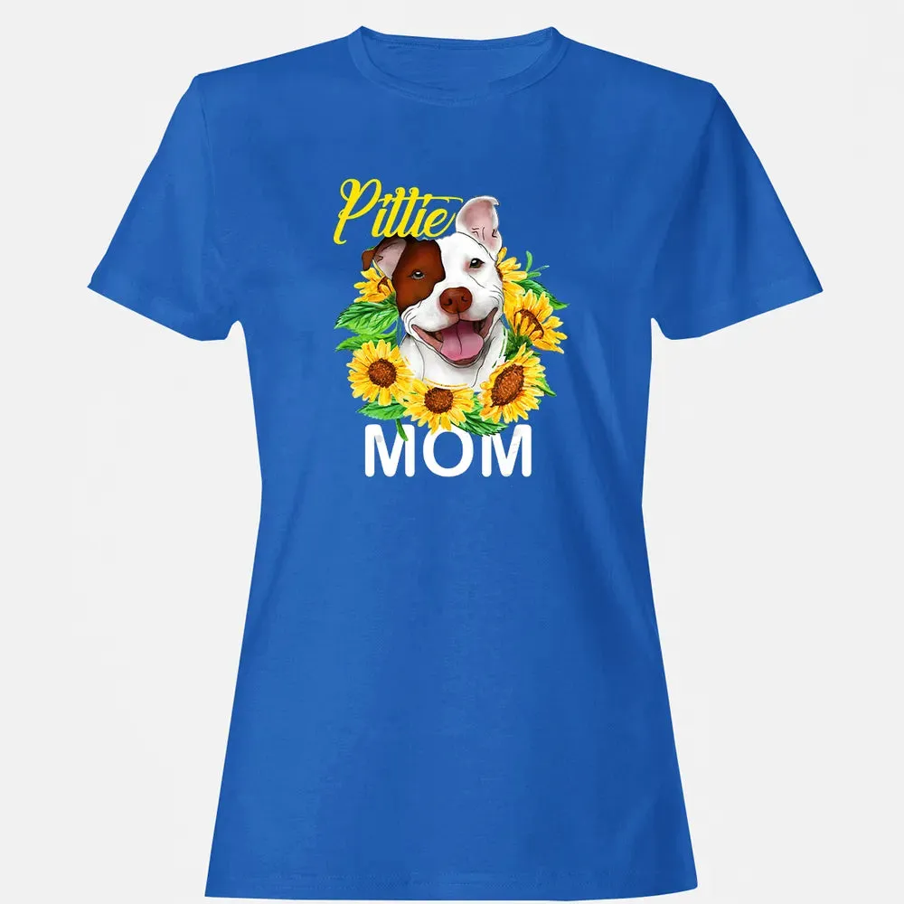 Womens Pitbull Pittie Mom Sunflower  Mothers Day Gift Women's T-shirt - 14
