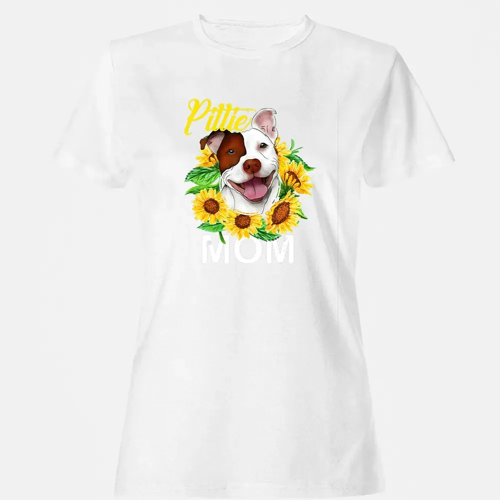 Womens Pitbull Pittie Mom Sunflower  Mothers Day Gift Women's T-shirt - 16