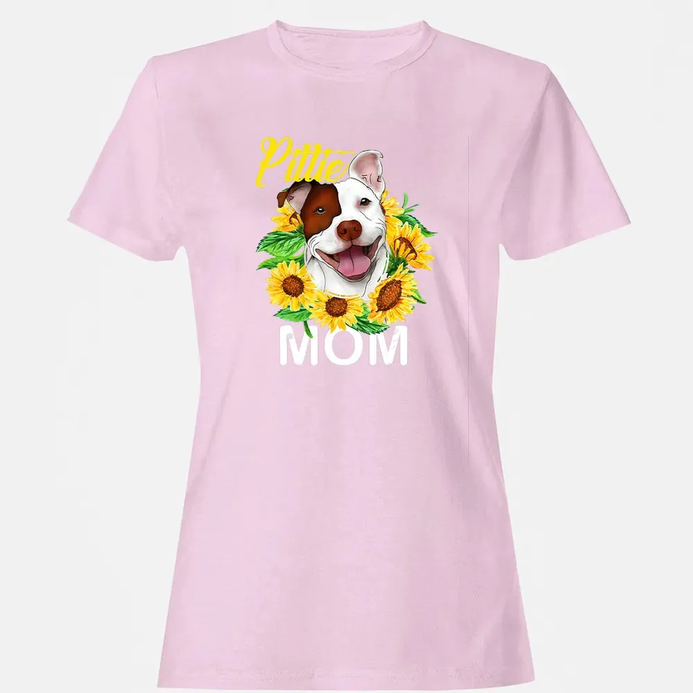 Womens Pitbull Pittie Mom Sunflower  Mothers Day Gift Women's T-shirt - 9