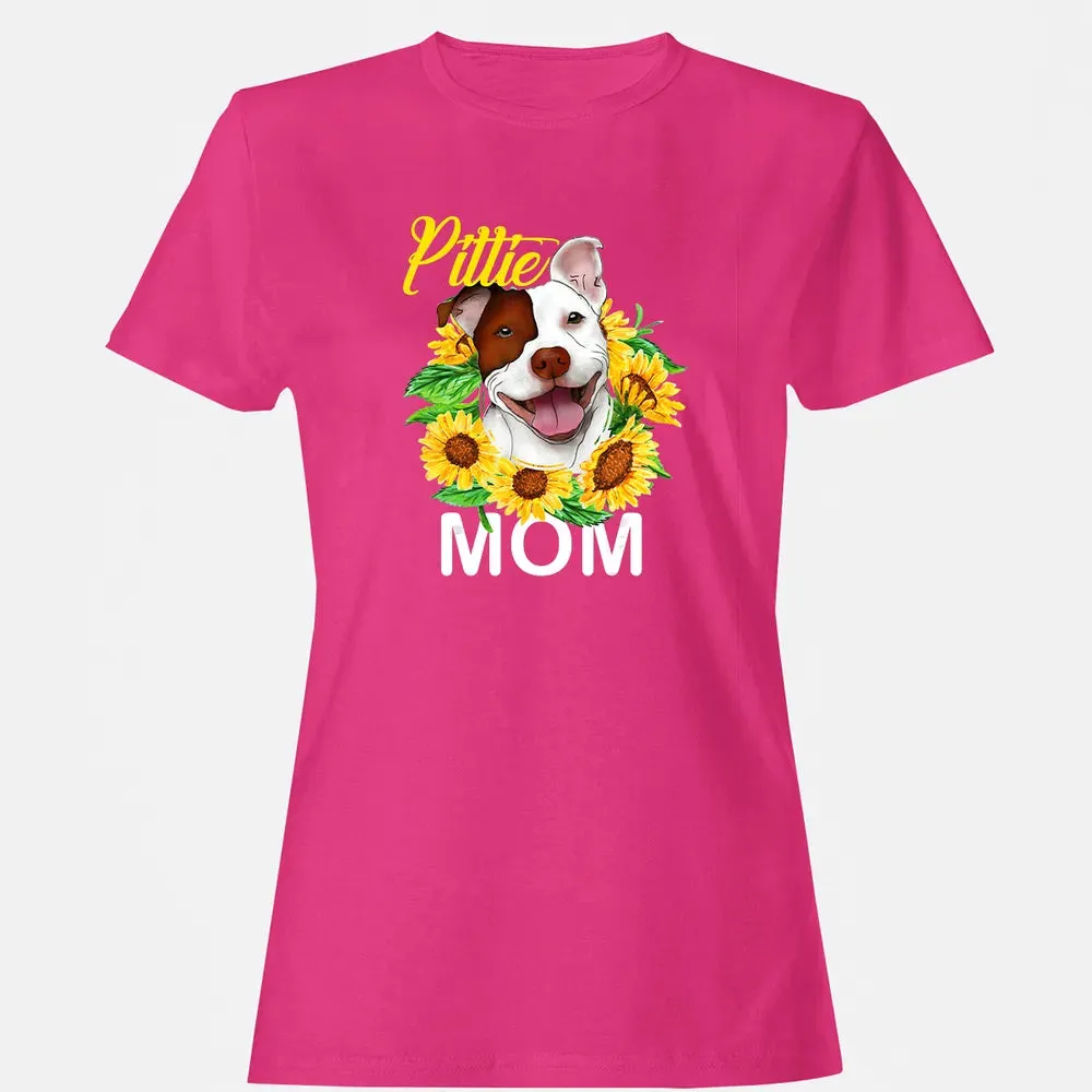 Womens Pitbull Pittie Mom Sunflower  Mothers Day Gift Women's T-shirt - 6