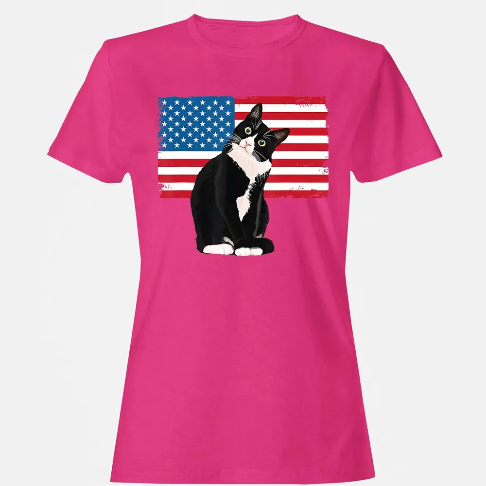Tuxedo Cat T 4th of July Patriotic  Gift Adults Kids Women's T-shirt - 6