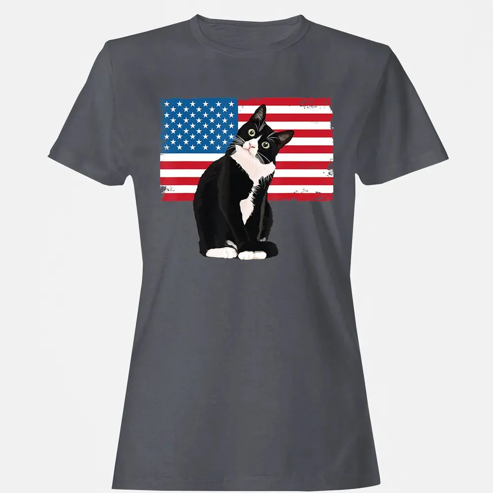 Tuxedo Cat T 4th of July Patriotic  Gift Adults Kids Women's T-shirt - 5