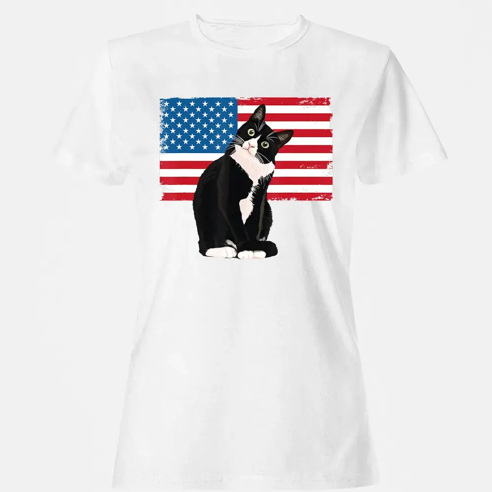 Tuxedo Cat T 4th of July Patriotic  Gift Adults Kids Women's T-shirt - 16