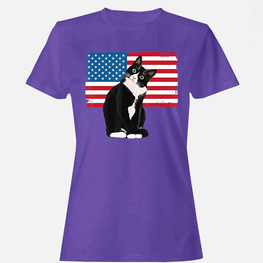 Tuxedo Cat T 4th of July Patriotic  Gift Adults Kids Women's T-shirt - 12