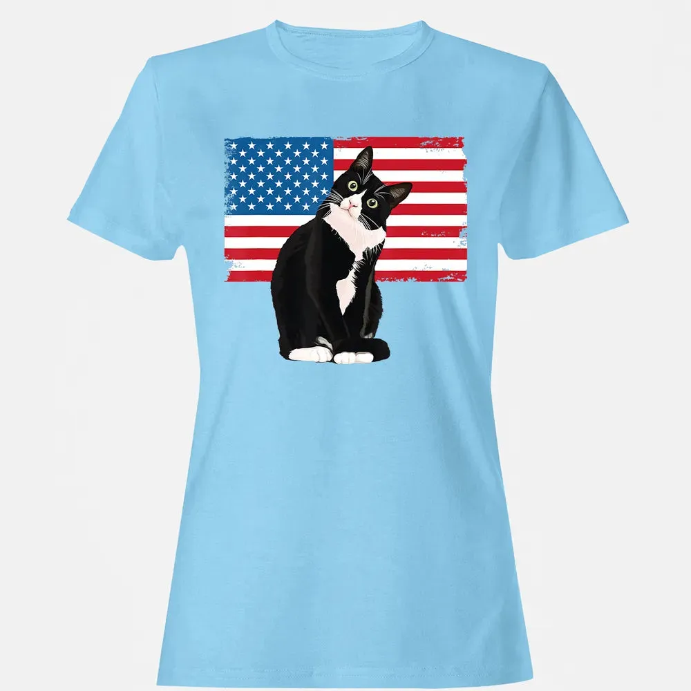 Tuxedo Cat T 4th of July Patriotic  Gift Adults Kids Women's T-shirt - 8