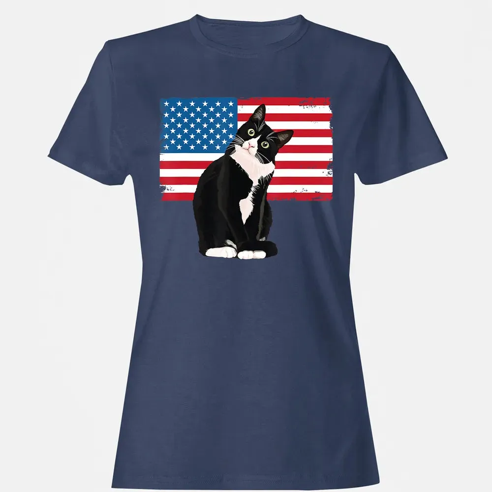 Tuxedo Cat T 4th of July Patriotic  Gift Adults Kids Women's T-shirt - 10