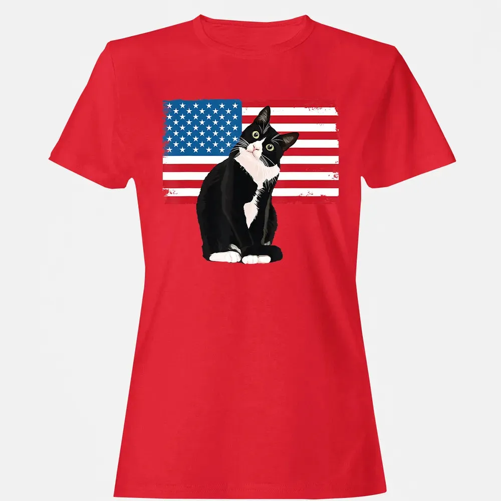 Tuxedo Cat T 4th of July Patriotic  Gift Adults Kids Women's T-shirt - 13