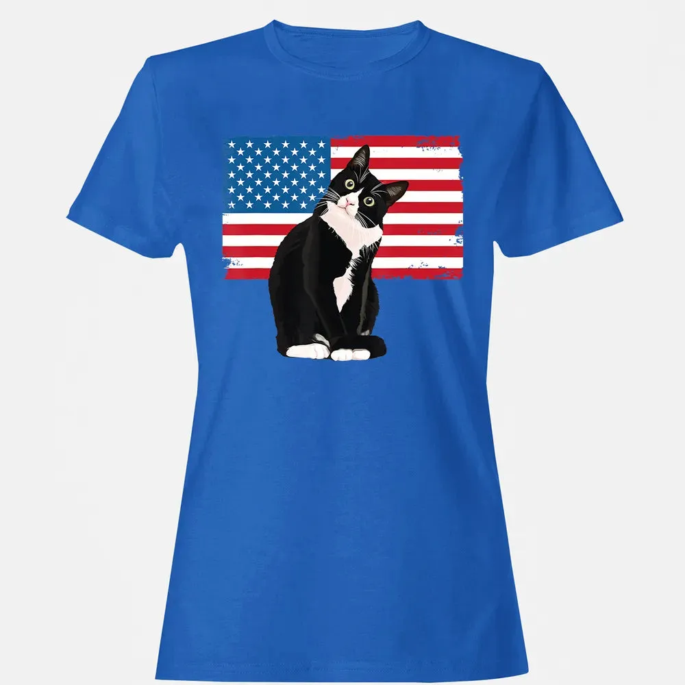 Tuxedo Cat T 4th of July Patriotic  Gift Adults Kids Women's T-shirt - 14