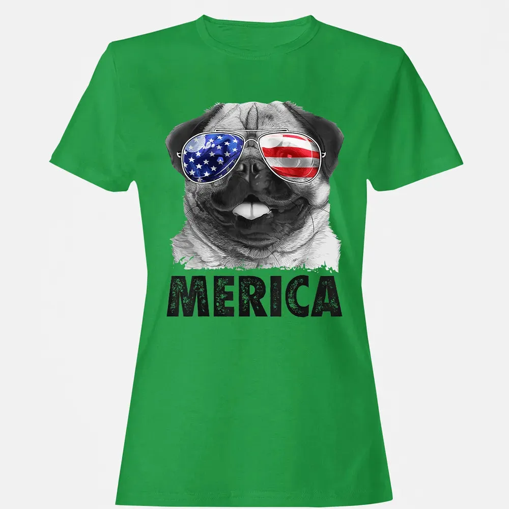 Pug 4th of July s Merica Men Women USA American Flag Women's T-shirt - 7