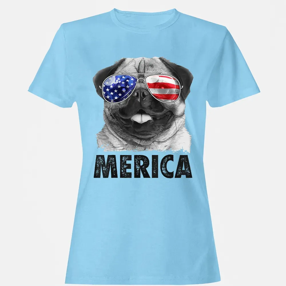 Pug 4th of July s Merica Men Women USA American Flag Women's T-shirt - 8