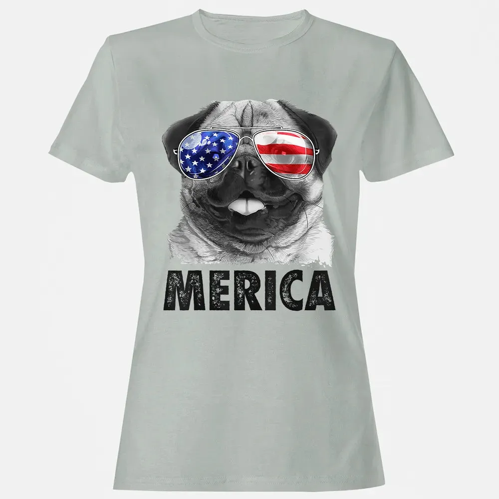 Pug 4th of July s Merica Men Women USA American Flag Women's T-shirt - 2