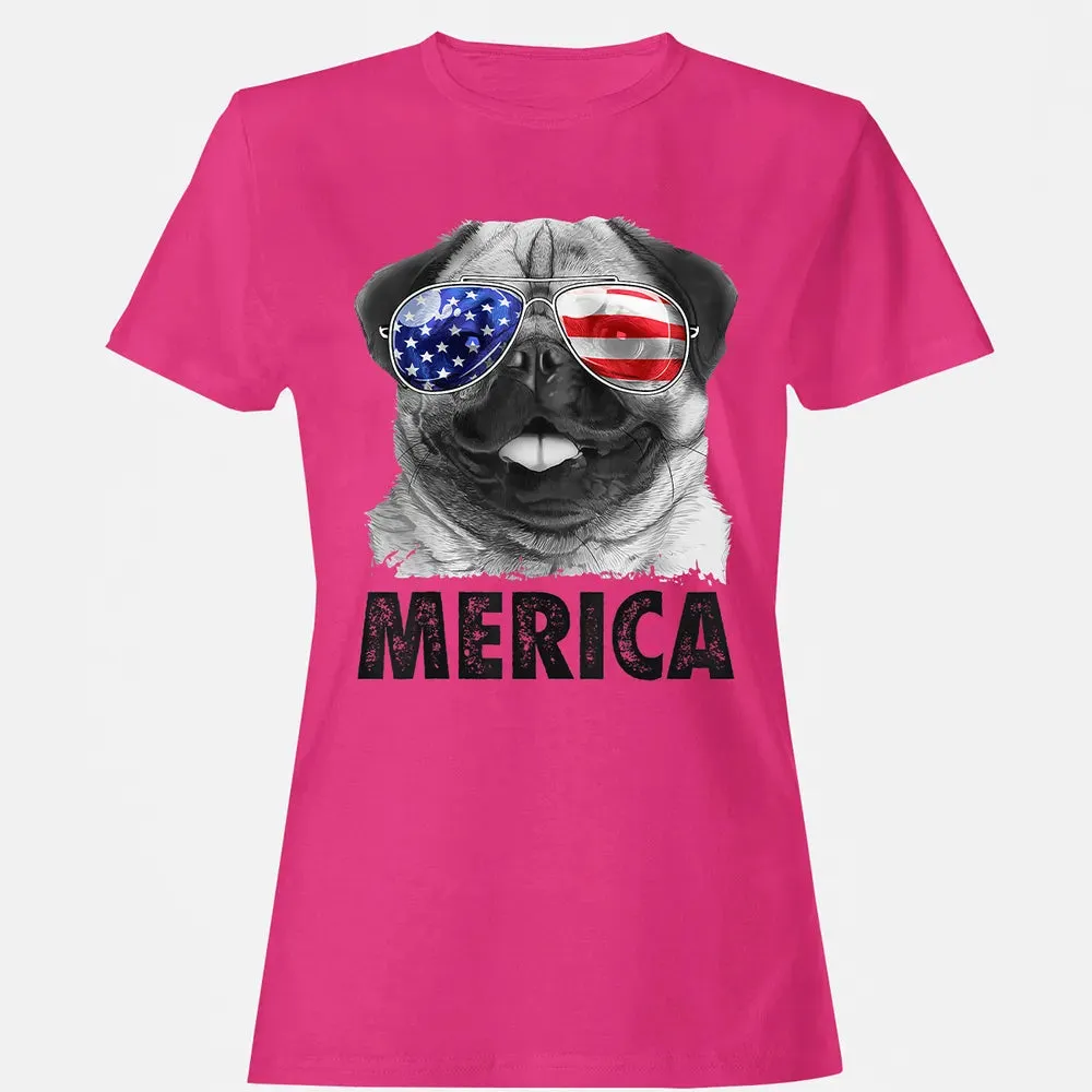 Pug 4th of July s Merica Men Women USA American Flag Women's T-shirt - 6