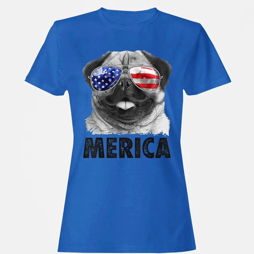 Pug 4th of July s Merica Men Women USA American Flag Women's T-shirt - 14