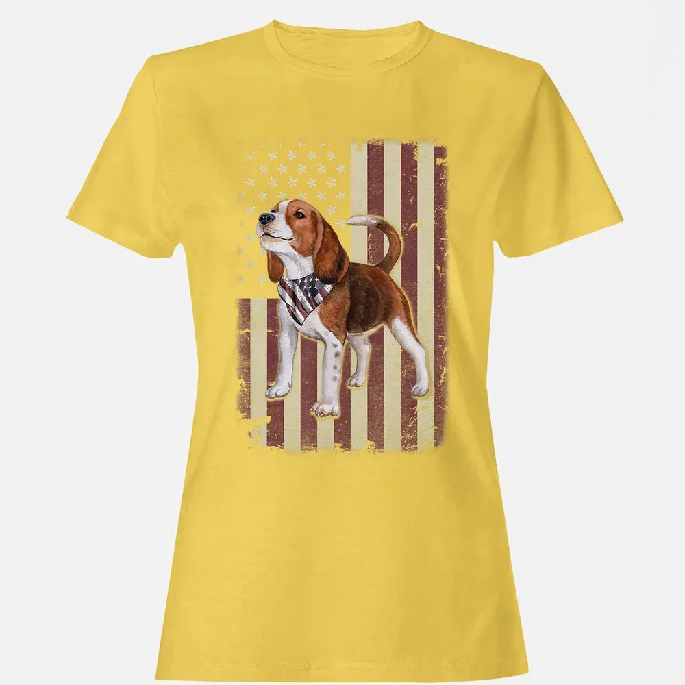 Beagle American Flag Bandana Patriotic 4th Of July T Women's T-shirt - 4