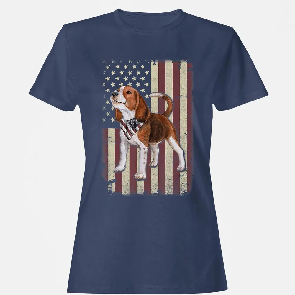 Beagle American Flag Bandana Patriotic 4th Of July T Women's T-shirt - 10