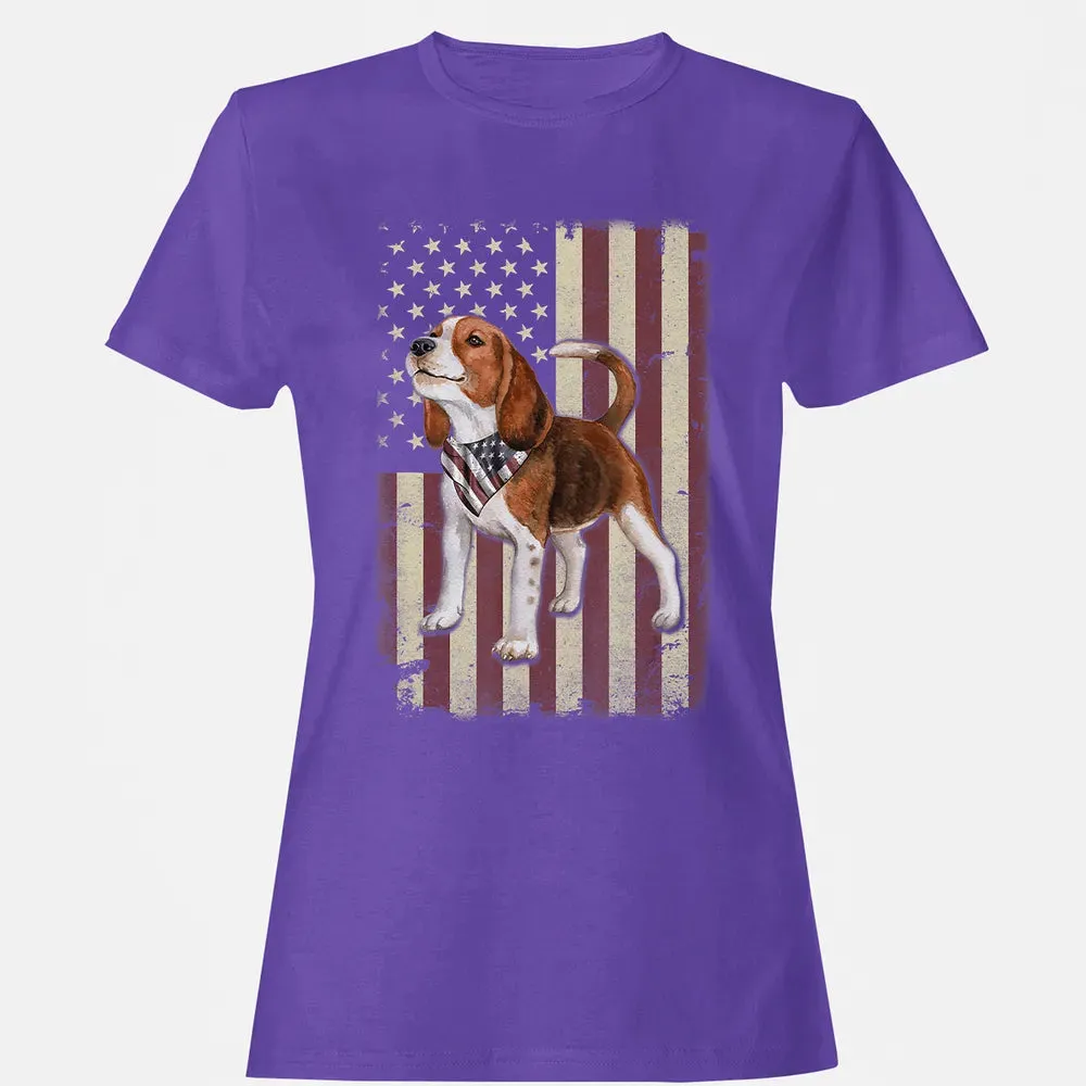 Beagle American Flag Bandana Patriotic 4th Of July T Women's T-shirt - 12