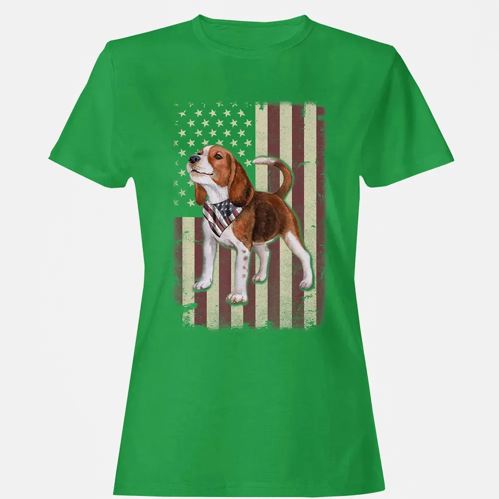 Beagle American Flag Bandana Patriotic 4th Of July T Women's T-shirt - 7