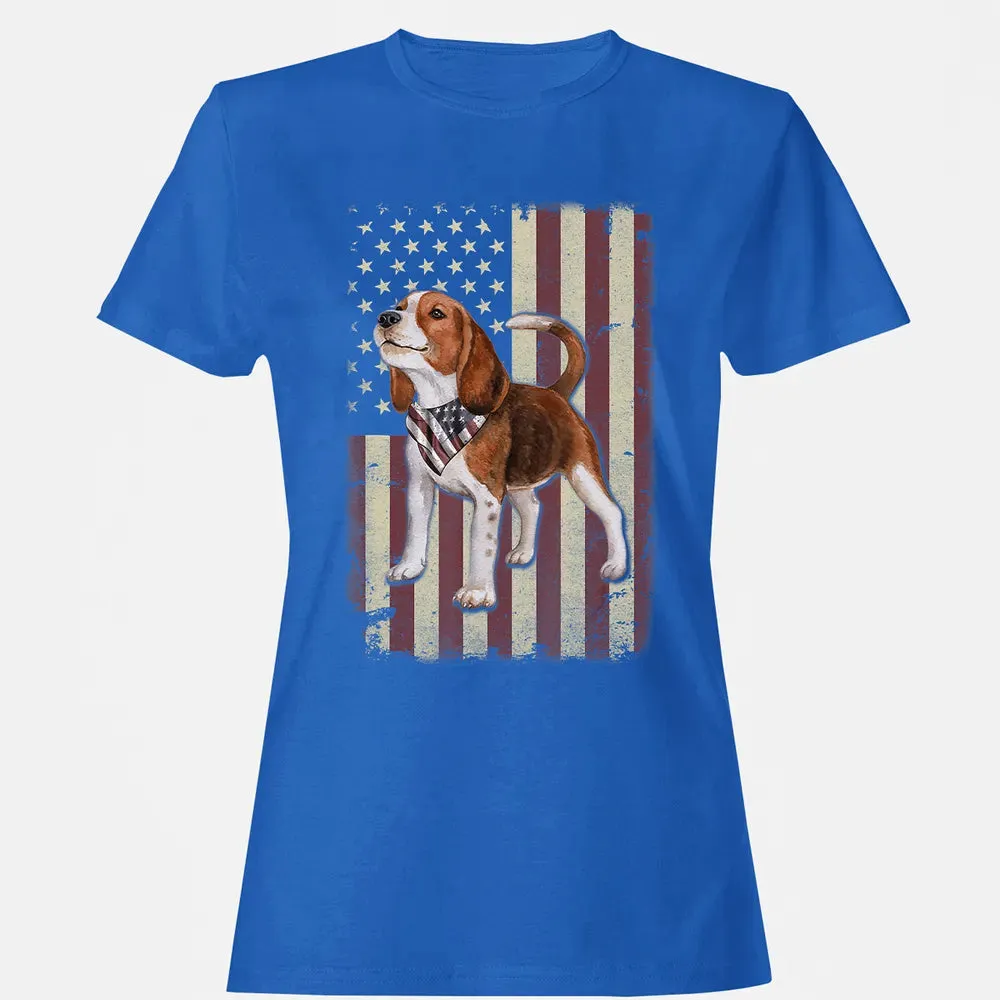 Beagle American Flag Bandana Patriotic 4th Of July T Women's T-shirt - 14
