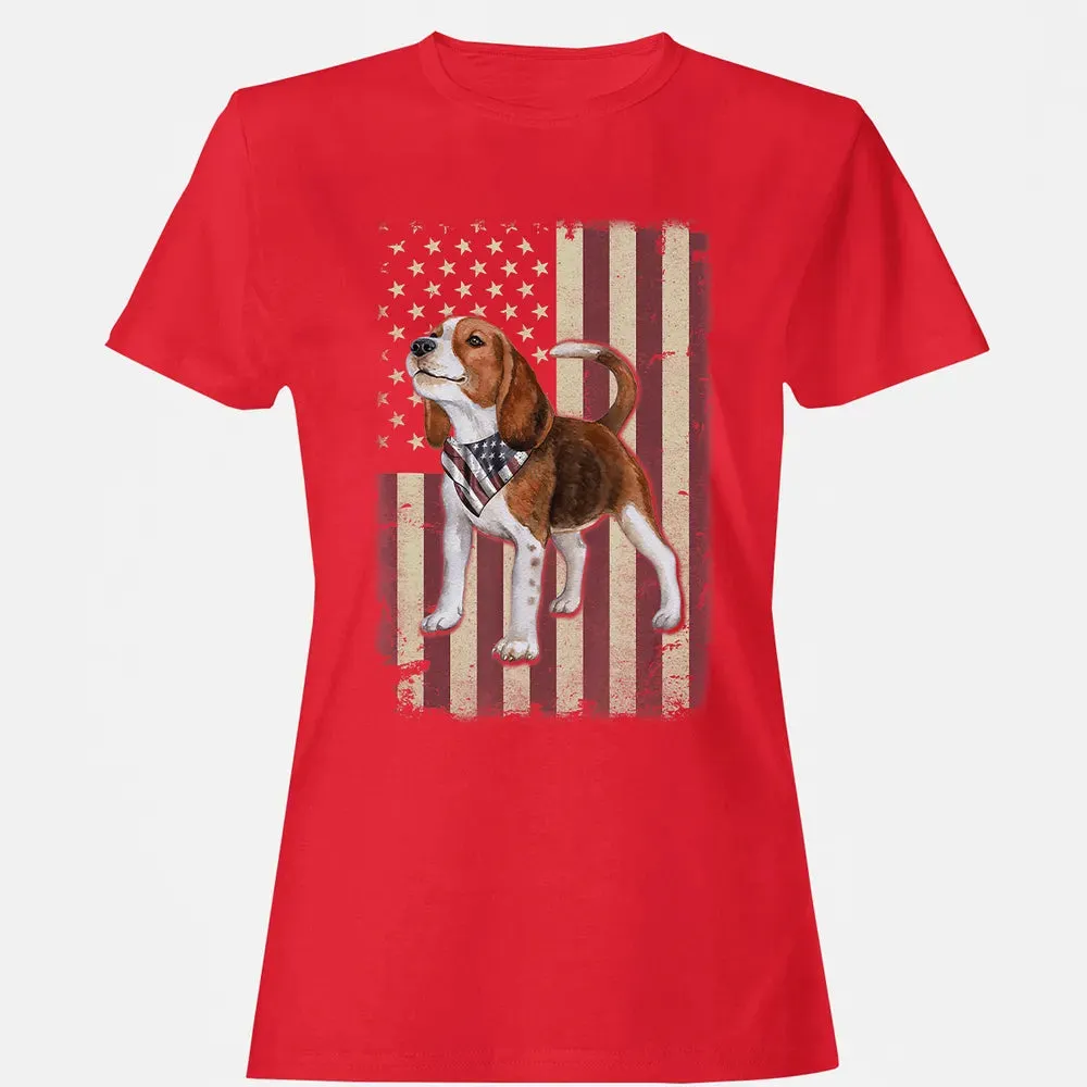 Beagle American Flag Bandana Patriotic 4th Of July T Women's T-shirt - 13