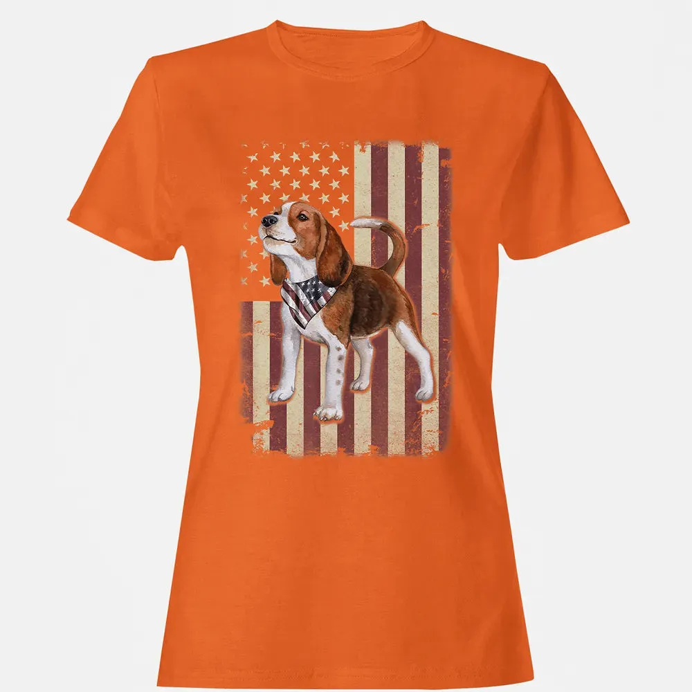 Beagle American Flag Bandana Patriotic 4th Of July T Women's T-shirt - 11