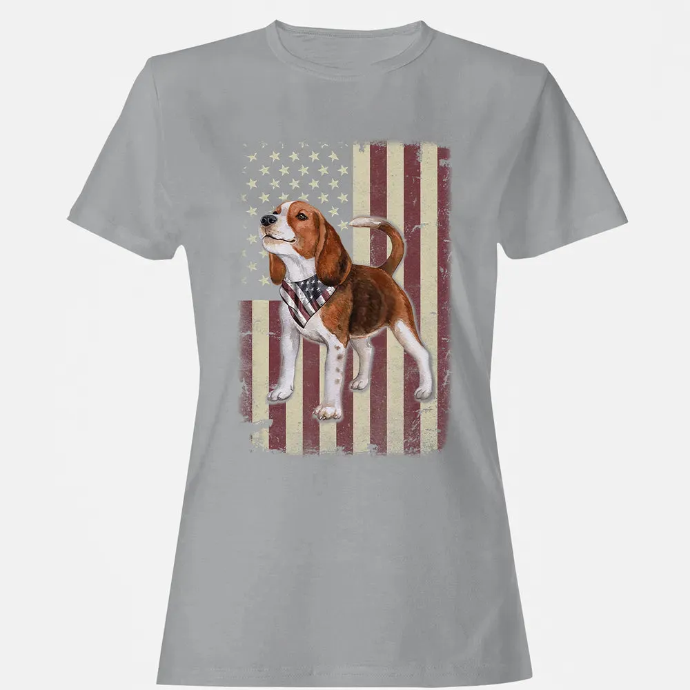 Beagle American Flag Bandana Patriotic 4th Of July T Women's T-shirt - 15