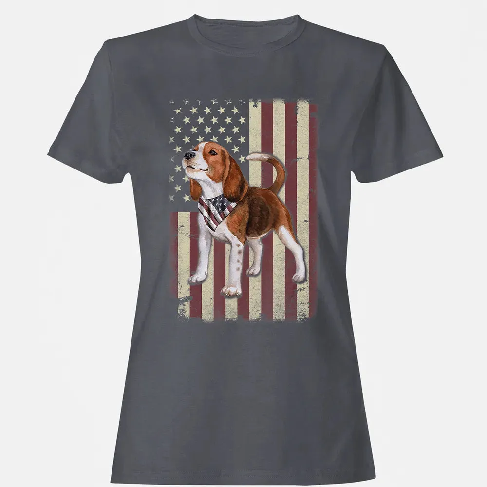 Beagle American Flag Bandana Patriotic 4th Of July T Women's T-shirt - 5