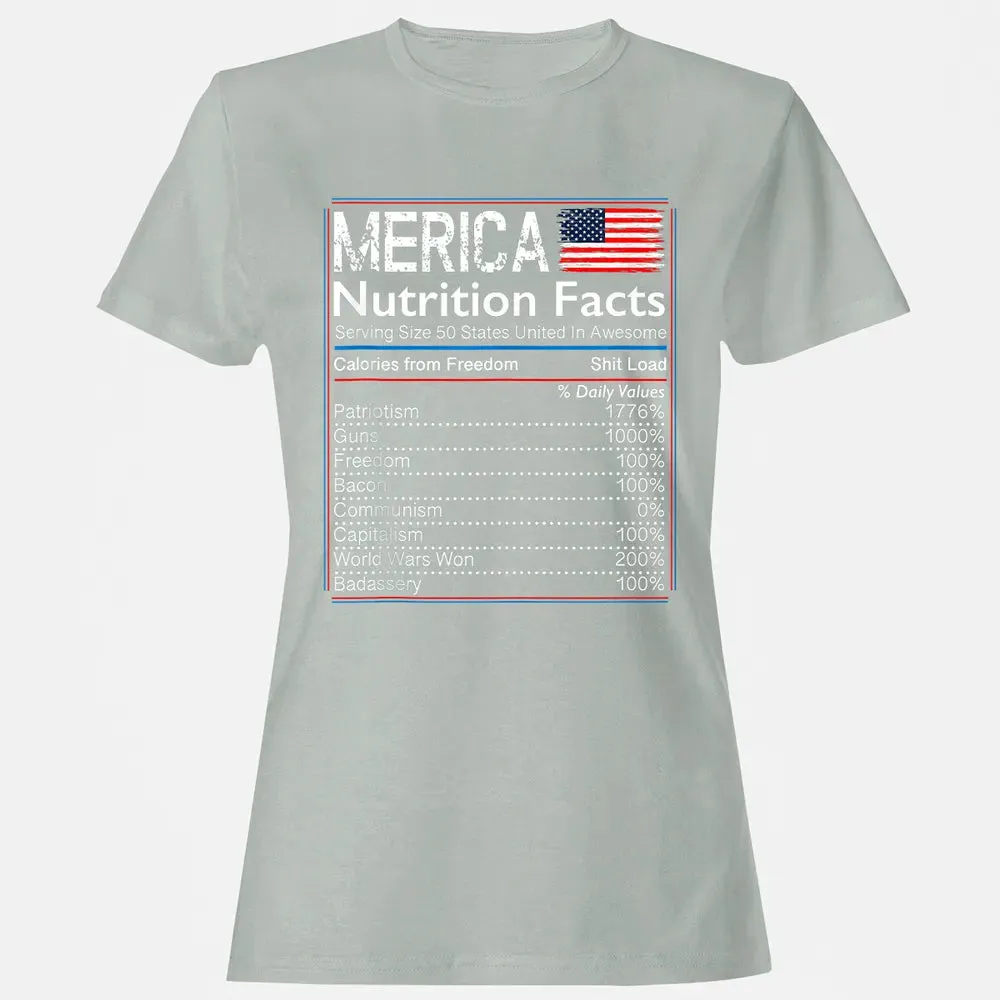 4th of July Proud American  Merica Nutrition Facts Women's T-shirt - 2