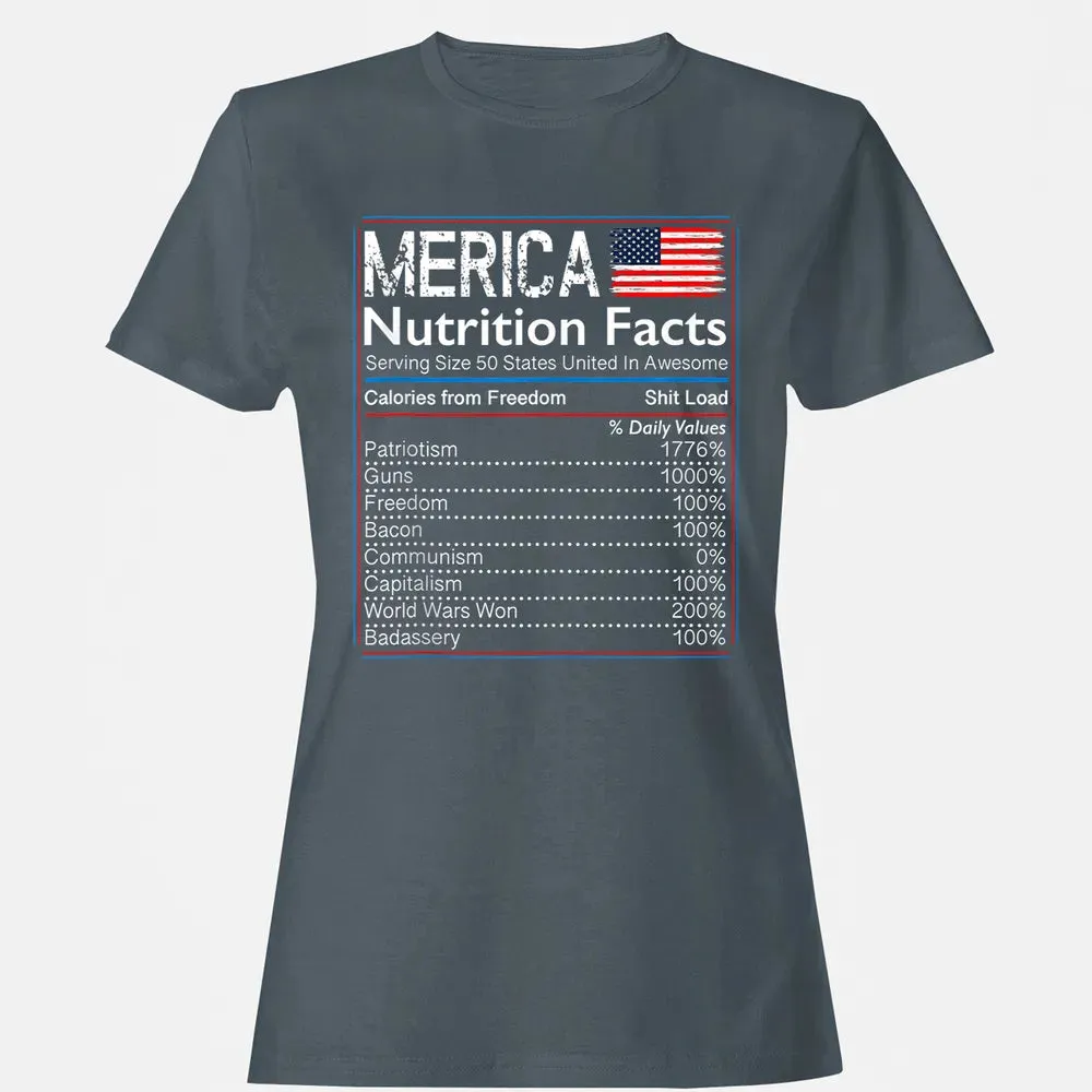 4th of July Proud American  Merica Nutrition Facts Women's T-shirt - 3