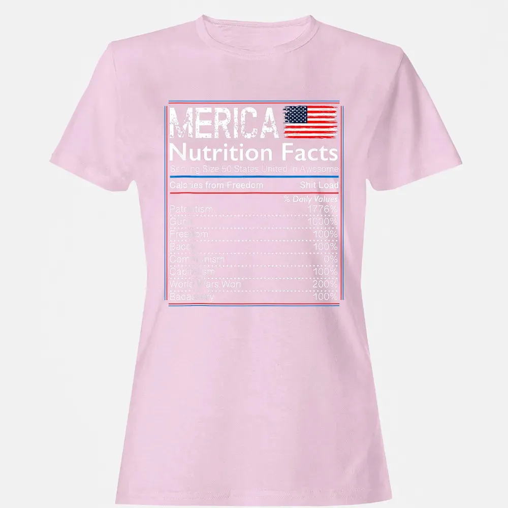 4th of July Proud American  Merica Nutrition Facts Women's T-shirt - 9