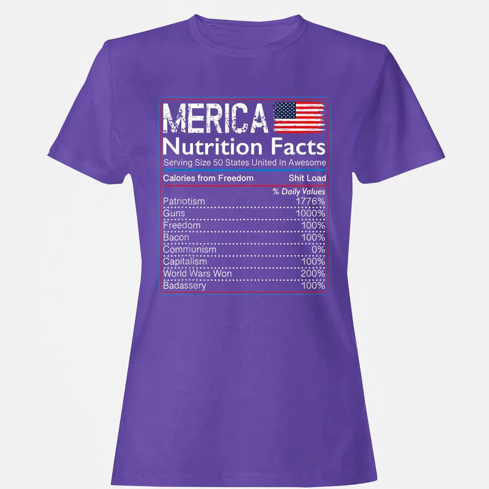 4th of July Proud American  Merica Nutrition Facts Women's T-shirt - 12