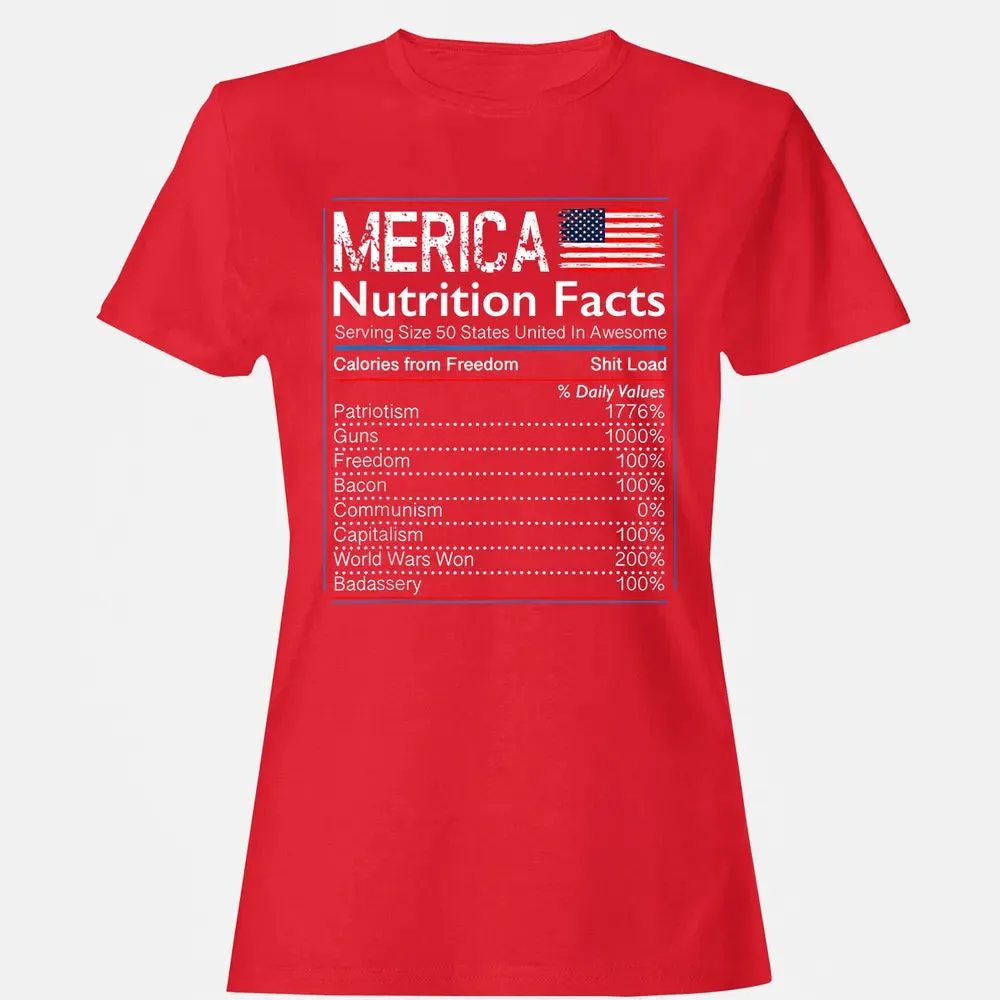 4th of July Proud American  Merica Nutrition Facts Women's T-shirt - 13